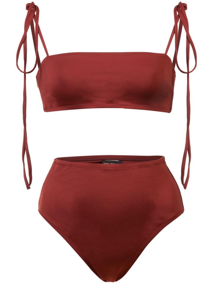 Proenza Schouler Tie Detail Bandeau Bikini - Grey