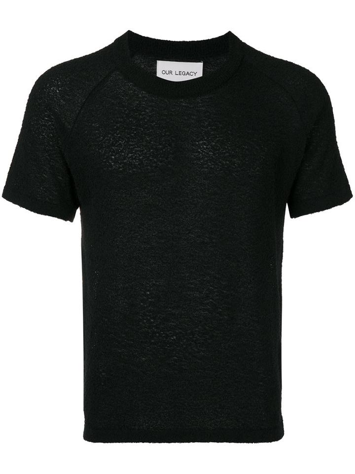 Our Legacy - Fuzzy-knit T-shirt - Men - Cotton/polyamide - 50, Black, Cotton/polyamide