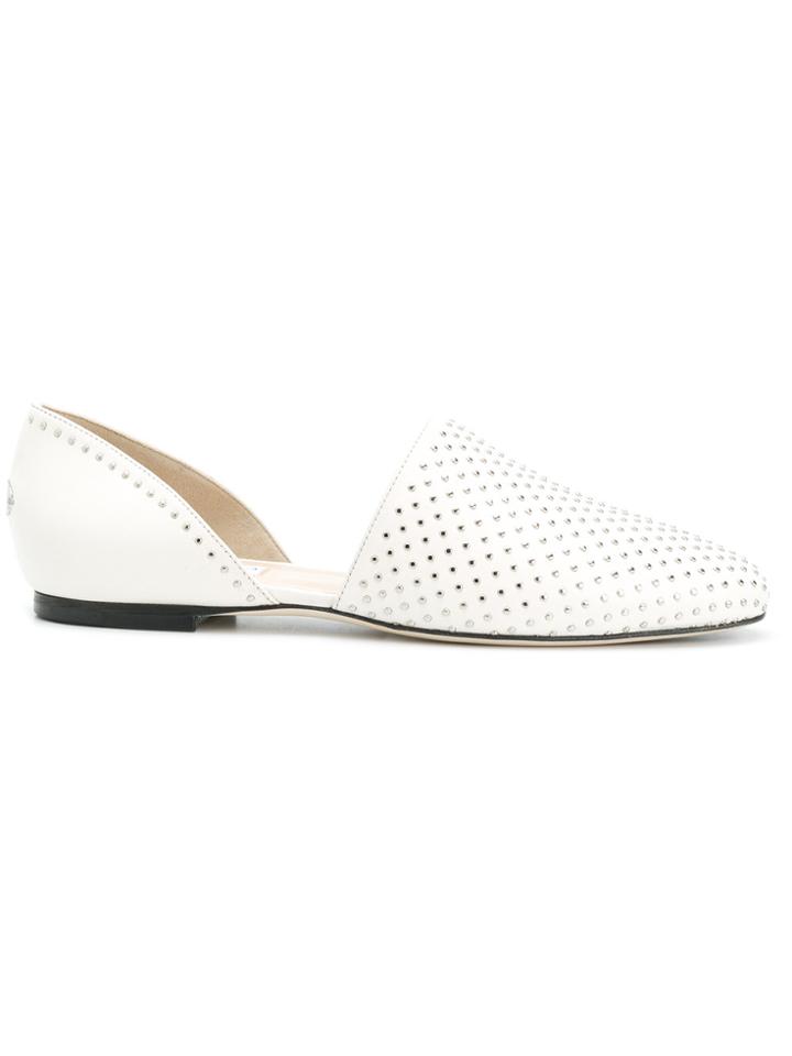 Jimmy Choo Globe Cutout Loafers - White
