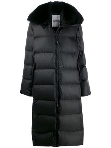 Yves Salomon Army Oversized Fur-trimmed Coat - Black