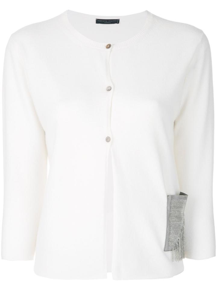 Fabiana Filippi Ball Chain Pocket Cardigan - White