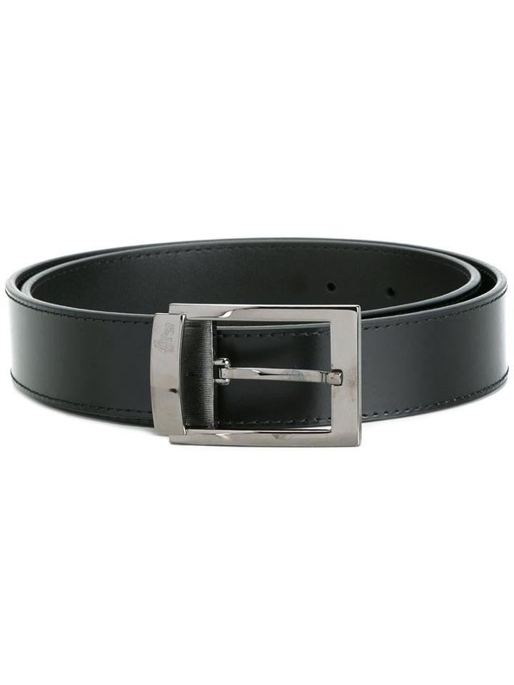 Versace Rectangular Buckle Belt, Men's, Size: 100, Black, Leather