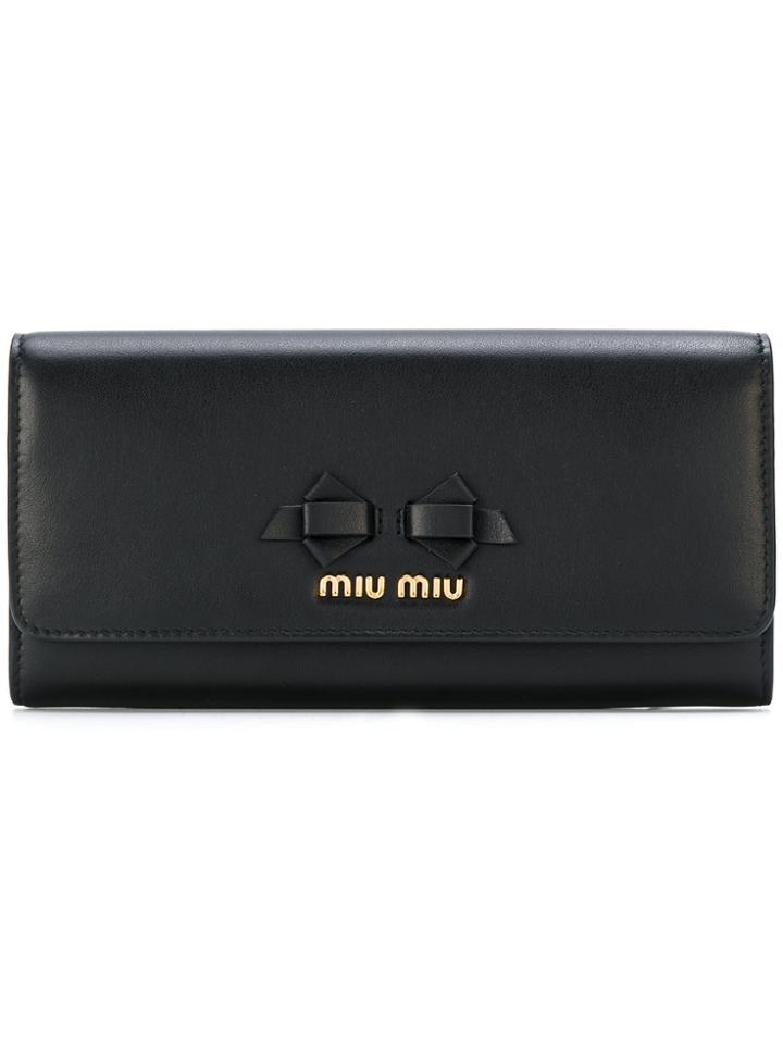 Miu Miu Bow Detail Continental Wallet - Black