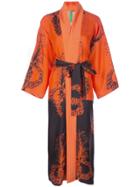 Rianna + Nina Graphic-print Silk Kimono Dress - Orange