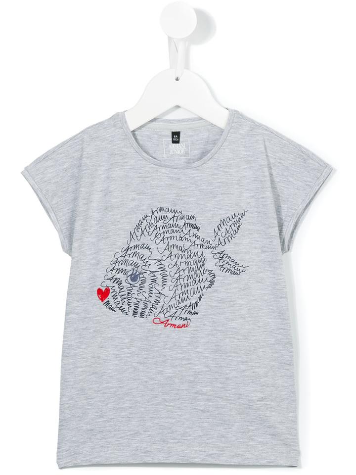 Armani Junior Fish Print T-shirt, Girl's, Size: 10 Yrs, Grey