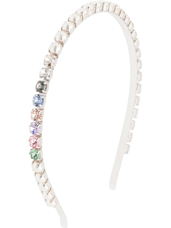 Miu Miu Crystal And Pearl Hairband - Metallic