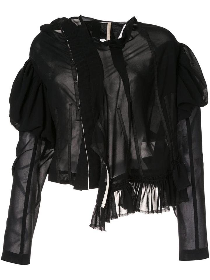 Comme Des Garçons Pre-owned Asymmetric Frilled Sheer Jacket - Black