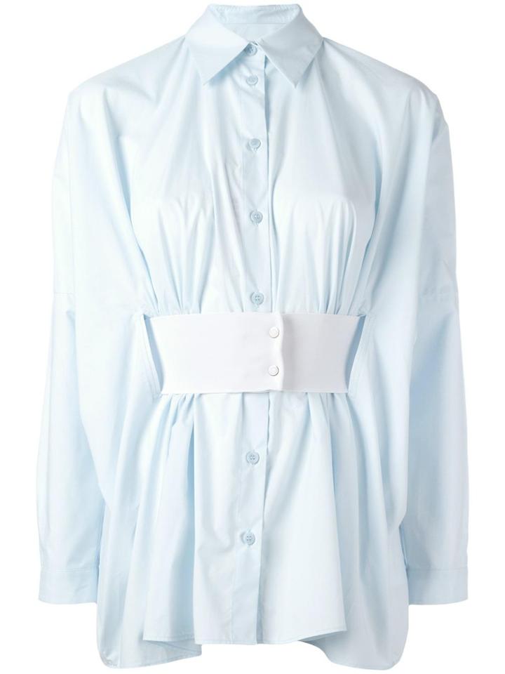 Mm6 Maison Margiela Belt Pleated Shirt - Blue