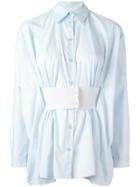 Mm6 Maison Margiela Belt Pleated Shirt - Blue