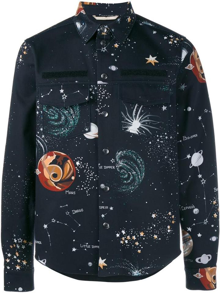 Valentino 'astro Couture' Long Sleeved Shirt, Men's, Size: 50, Blue, Cotton