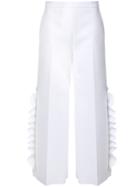 Msgm Ruffle Detail Cropped Trousers - White