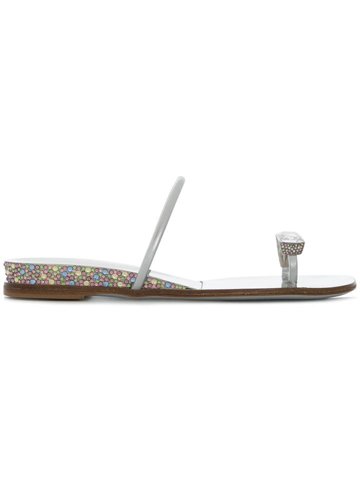 Casadei Embellished Slide Sandals - Metallic