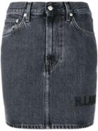 Helmut Lang Logo Embroidered Denim Skirt - Grey