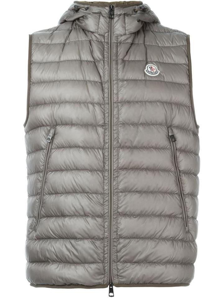 Moncler Hooded Padded Gilet, Men's, Size: 2, Grey, Feather Down/polyamide