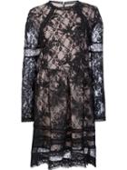 Alice+olivia Embroidered Lace Mini Dress, Women's, Size: 8, Black, Nylon/polyester/spandex/elastane