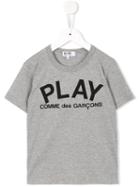 Comme Des Garçons Play Kids Logo Print T-shirt, Boy's, Size: 6 Yrs, Grey