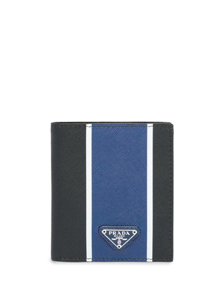 Prada Colour Block Bi-fold Wallet - Blue
