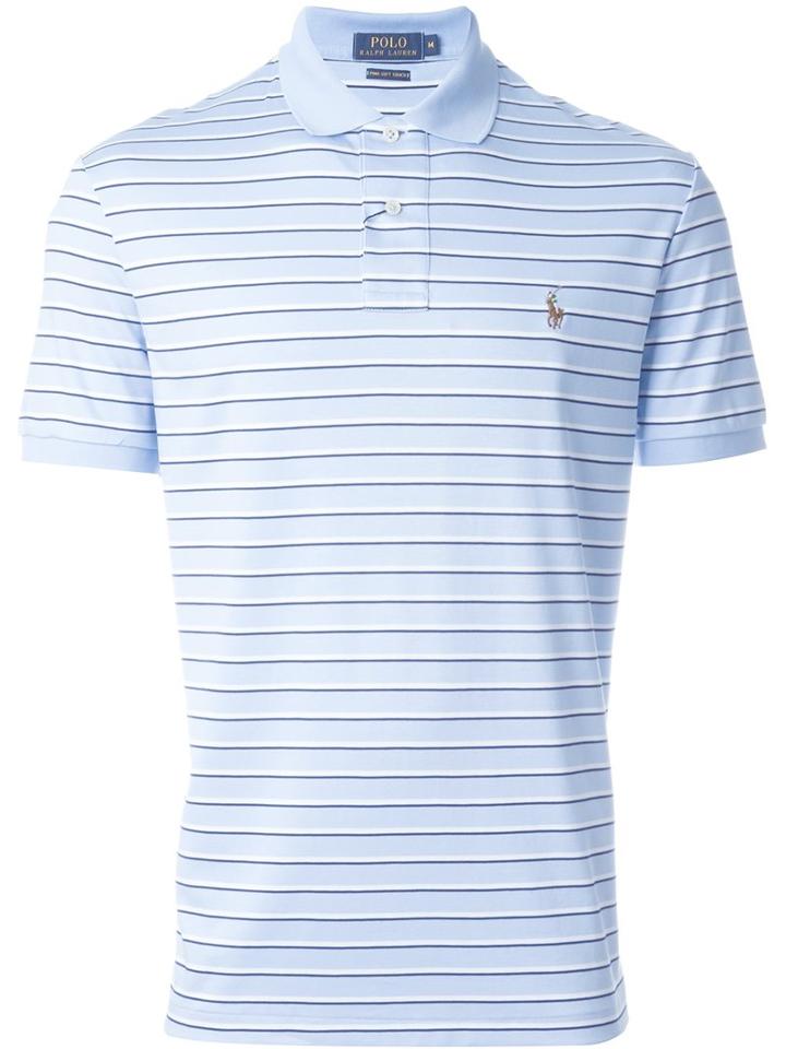Polo Ralph Lauren Striped Chest Logo Polo Shirt, Men's, Size: Large, Blue, Cotton