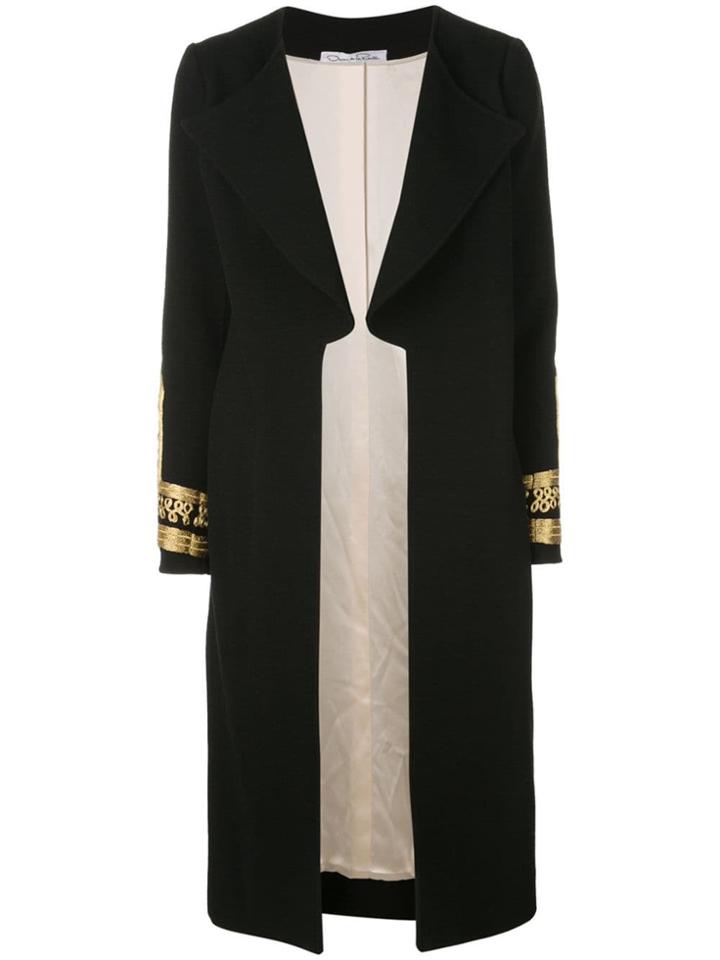 Oscar De La Renta Embroidered Cuffs Coat - Black
