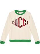 Gucci Sweatshirt With Gucci Game Appliqué - Neutrals