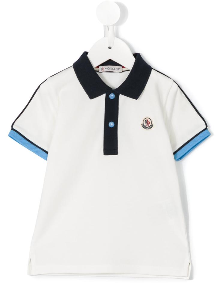 Moncler Kids - Contrast Collar Polo Shirt - Kids - Cotton/spandex/elastane - 3-6 Mth, White