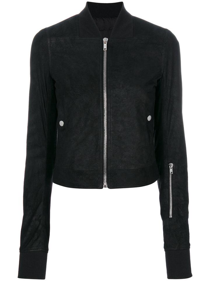 Rick Owens - Classic Bomber Jacket - Women - Silk/cotton/leather/wool - 40, Black, Silk/cotton/leather/wool