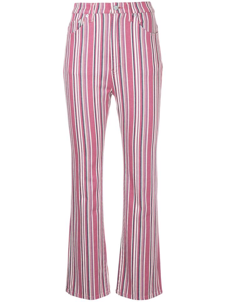 Hysteric Glamour Stripe Cropped Flared Trousers - Pink & Purple