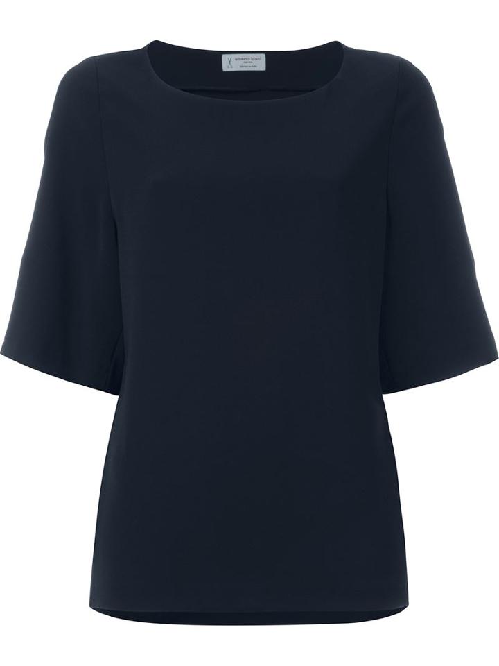 Alberto Biani Oversized Scoop Neck Top, Women's, Size: 40, Blue, Polyester/triacetate