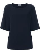 Alberto Biani Oversized Scoop Neck Top, Women's, Size: 40, Blue, Polyester/triacetate