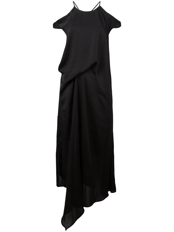 Christian Wijnants - Cutout Shoulder Draped Dress - Women - Polyester - 40, Women's, Black, Polyester