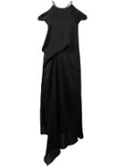 Christian Wijnants - Cutout Shoulder Draped Dress - Women - Polyester - 40, Women's, Black, Polyester