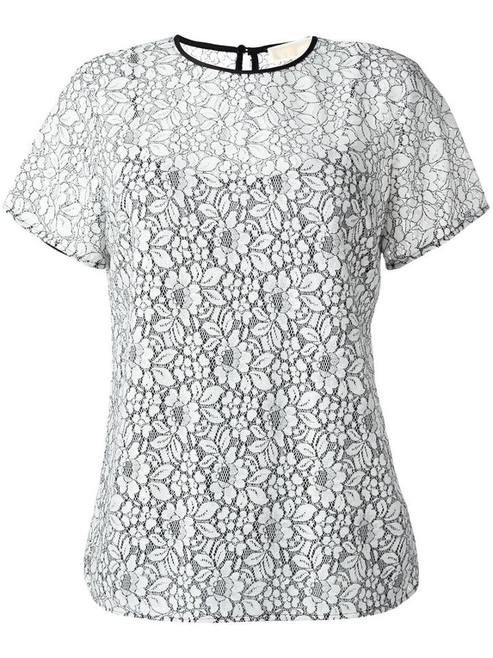 Michael Michael Kors Lace T-shirt, Women's, Size: Large, White, Viscose/nylon/polyester