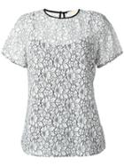 Michael Michael Kors Lace T-shirt, Women's, Size: Large, White, Viscose/nylon/polyester