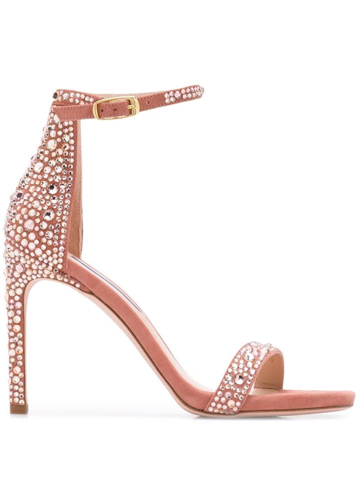 Stuart Weitzman Crystal Embellished Sandals - Pink