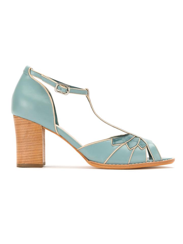 Sarah Chofakian Panelled Block Heel Sandals - Blue