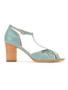Sarah Chofakian Panelled Block Heel Sandals - Blue