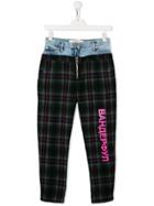 Natasha Zinko Kids Teen Contrast Panel Trousers - Green