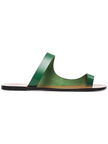 Atp Atelier Dina Leather Flat Sandals - Green