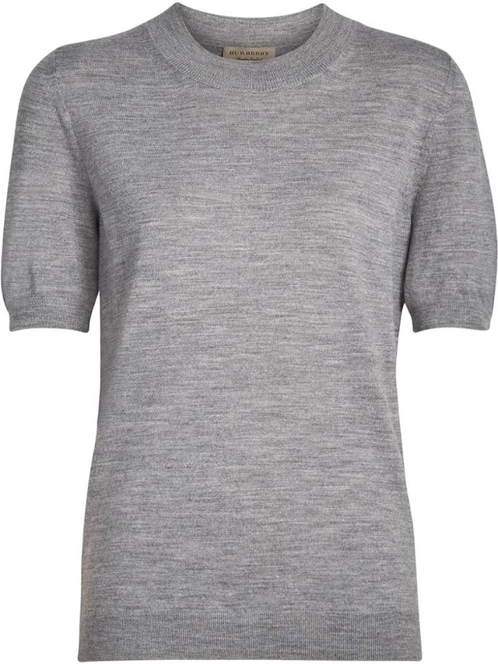 Burberry Crew Neck Merino Wool Sweater - Grey