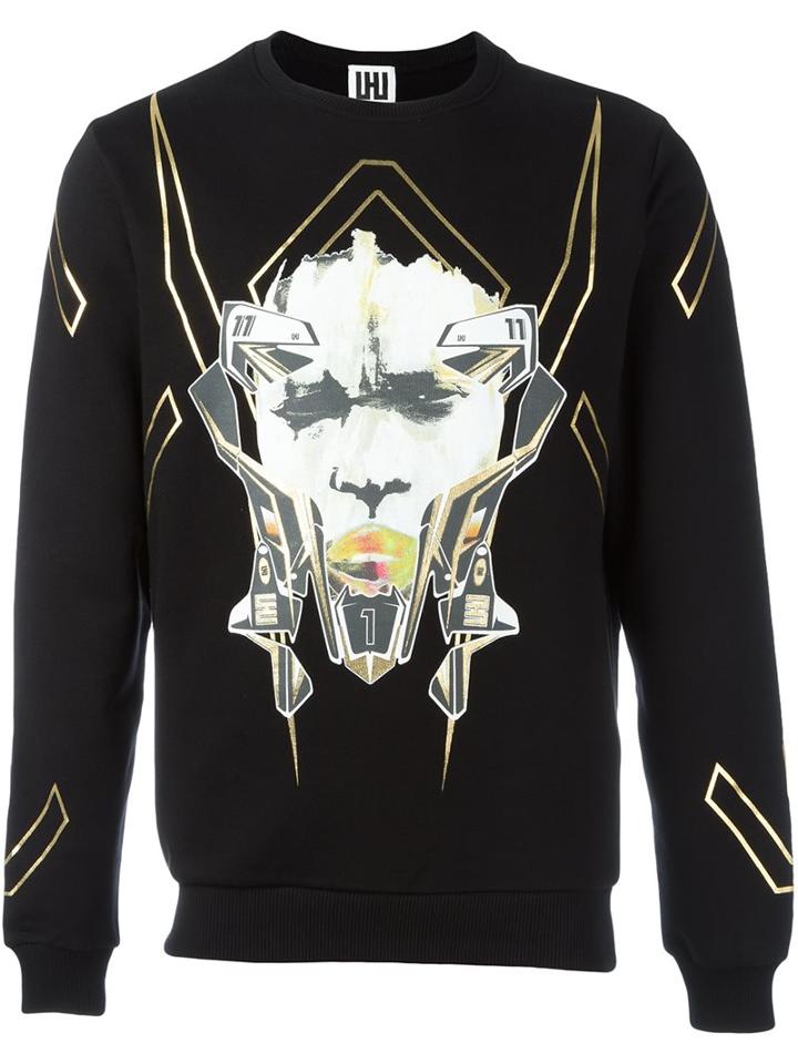 Les Hommes Urban All Over Print Sweatshirt, Men's, Size: Medium, Black, Cotton
