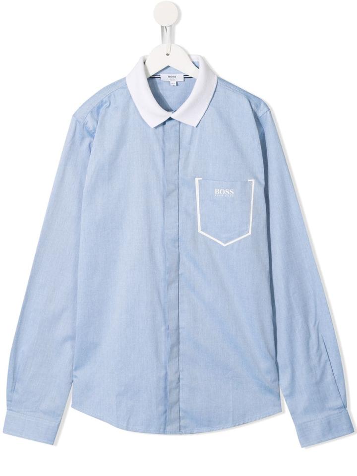 Boss Kids Teen Contrasting Collar Shirt - Blue