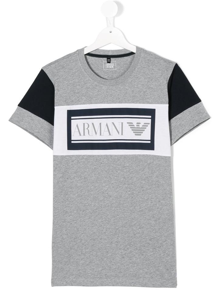 Armani Junior - Logo Print T-shirt - Kids - Cotton - 16 Yrs, Grey