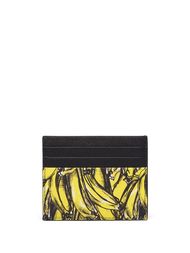 Prada Banana Printed Card Holder - Black