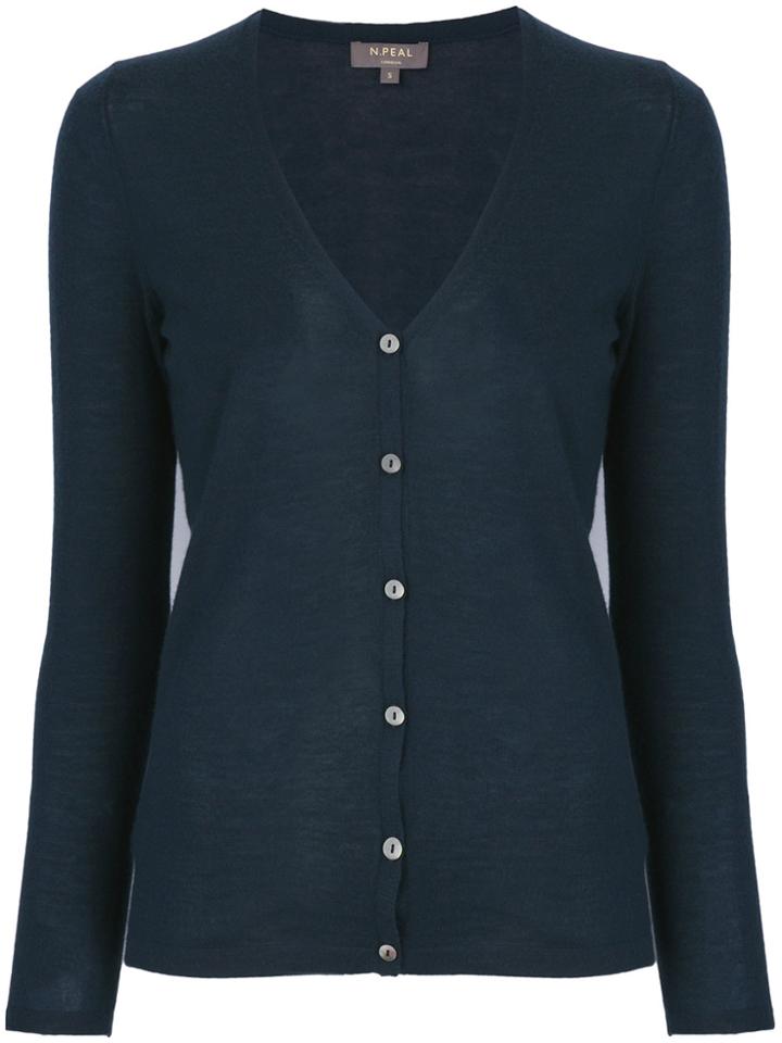 N.peal Superfine V-neck Cardigan - Blue