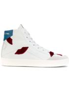 Leather Crown Kiss Patch Lace-up Hi Tops - White