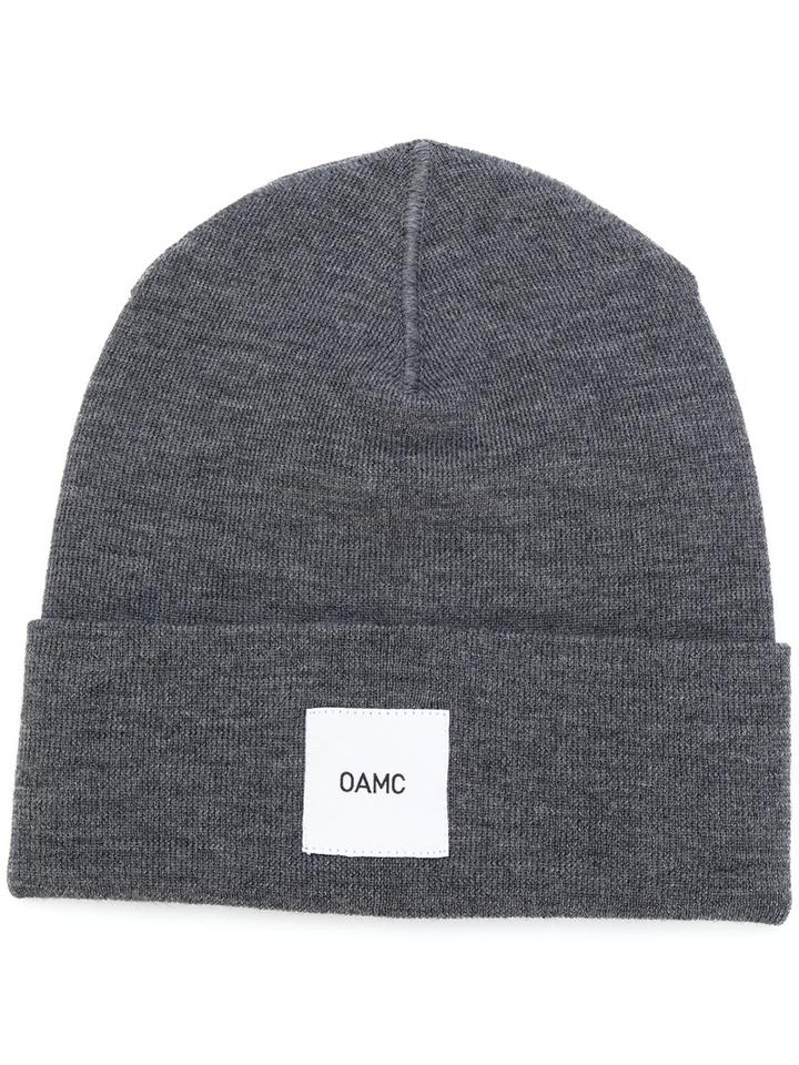Oamc - Logo Patch Beanie - Men - Wool - One Size, Grey, Wool