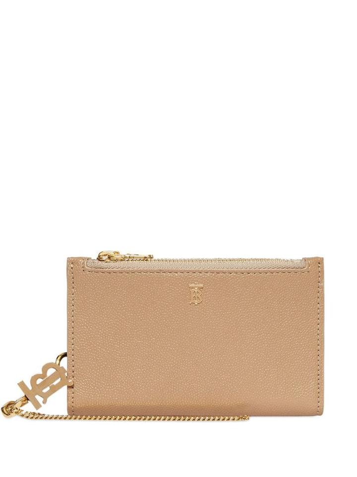 Burberry Monogram Motif Grainy Leather Wallet With Detachable Strap -