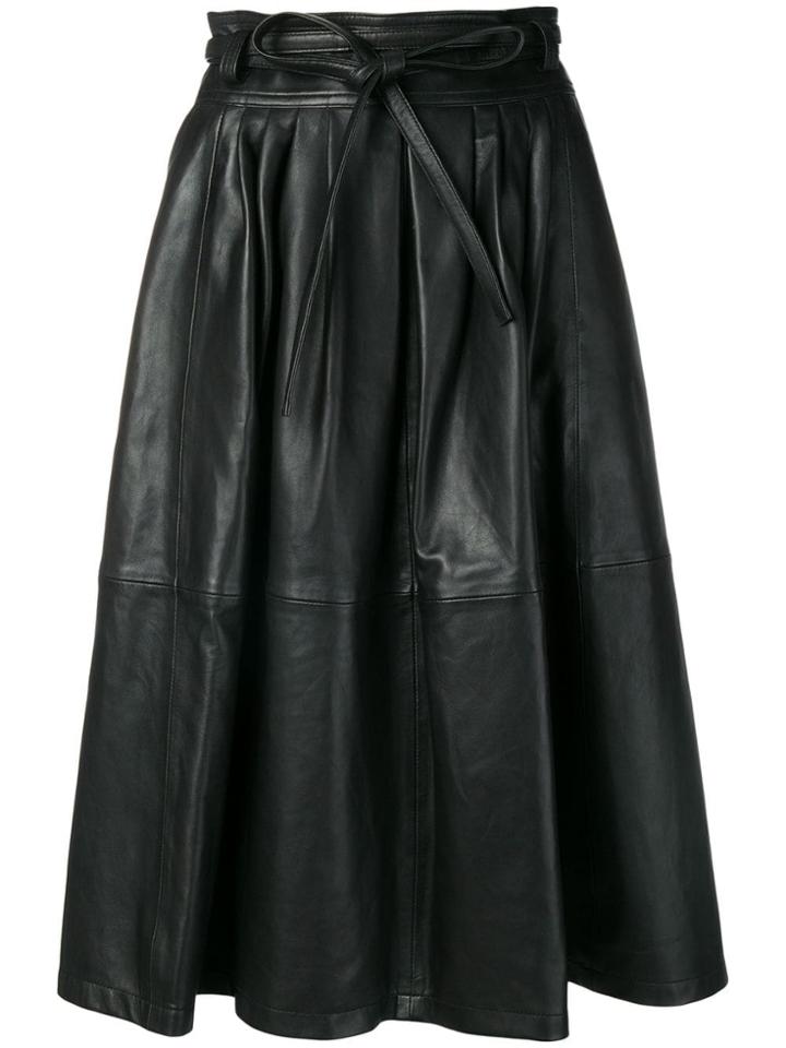 Ps Paul Smith Midi Leather Skirt - Black