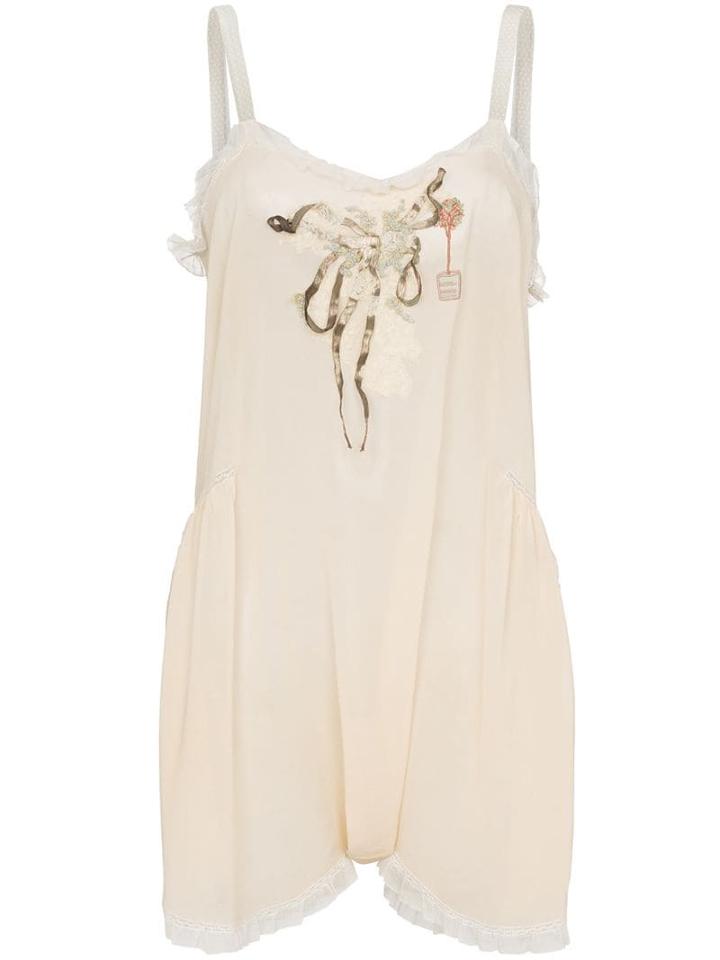 One Vintage Ruffle Front Playsuit - Neutrals