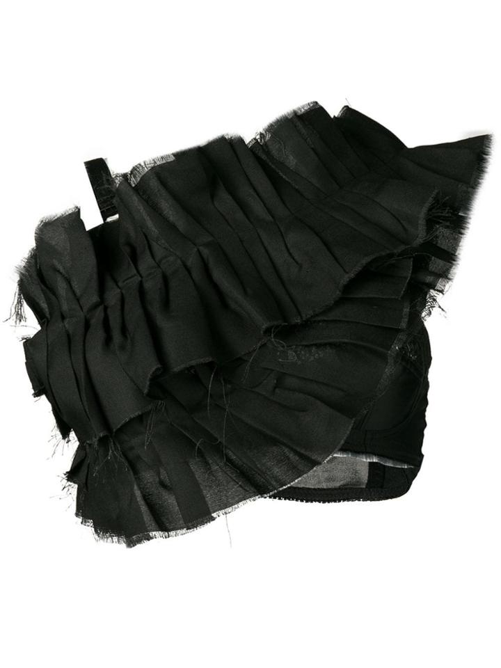 Loulou Crop-top With Ruffles - Black